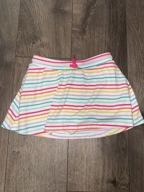 okie dokie White Striped Skort with Pink Drawstring